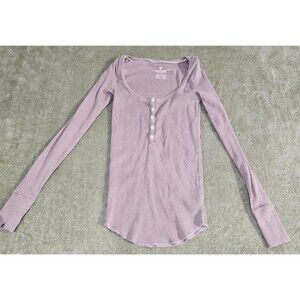 American Eagle Y2K Henley Top XS Bella Swan Twilight Inspired Ribbed Long Sleeve